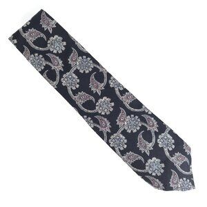 David Wilson Men Necktie All Silk Paisley Black Gray Size 58x4 - NWOT - USA